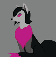 Colored digital sketch of Metta smiling idly. He's in the form of a synthetic Ninetales, with black, gray, and hot pink coloring.